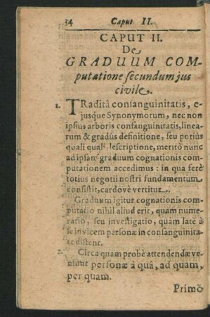 Caput II. De Graduum Computatione secundum ius civile.