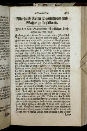 Allerhand Arten Branntwein und Wasser zu destilliren.