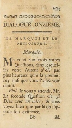 Dialogue Onzieme.