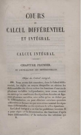 Chapitre Premier. De L'Intégration Des Différentielles.