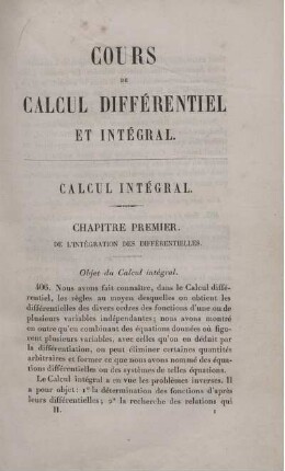 Chapitre Premier. De L'Intégration Des Différentielles.