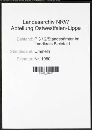 Heiratsregister Standesamt Ummeln