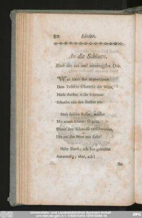 An die Schönen.