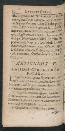 Articulus V. Lapides Certi, Certae Figurae.