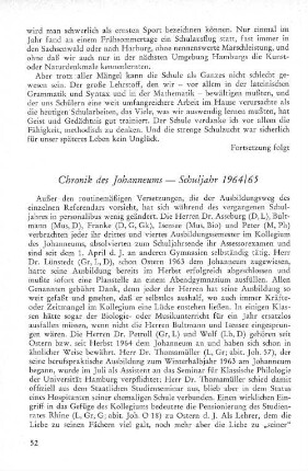 Chronik des Johanneums - Schuljahr 1964/65