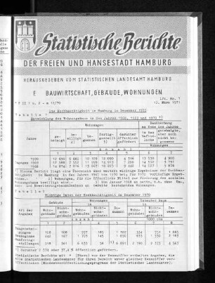 Die Hochbautätigkeit in Hamburg im Dezember 1970 : Lfd. Nr. 7