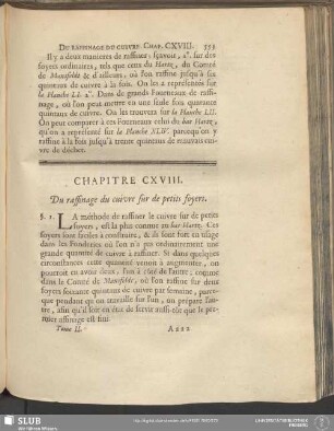 Chapitre CXVIII. Du raffinage du cuivre sur de petits foyers