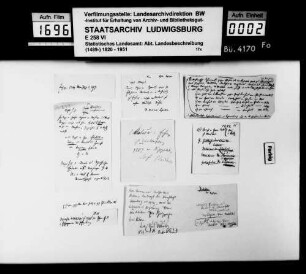 Regesten und Notizen [v.a. des Oberstudienrats Christoph Friedrich Stälin] zur mittelalterlichen Geschichte des Adels und zahlreicher Ortschaften im Oberamtsbezirk