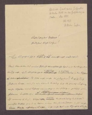Entwurf des Abschiedsgesuchs von Wilhelm Nokk.