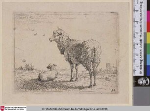 [The Lamb with the Lambkin; Ewe and Lamb; La brebis et son agnelet; Mutterschaf mit Lamm]