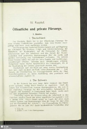 IV. Kapitel. Öffentliche und private Fürsorge