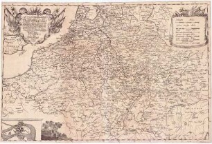 Geographischer Grund-Rieß deß Gantzen Rheinstrohms, Sambt denen daran gräntzenden Königreichen, Fürstenthumer und -Herrschafften, welche zum theil und vorjetzo ab sonderlich am Rhein, von der Frantzösischen UnruhsFlamme und grausammer Wüterey, härtiglich überzogen