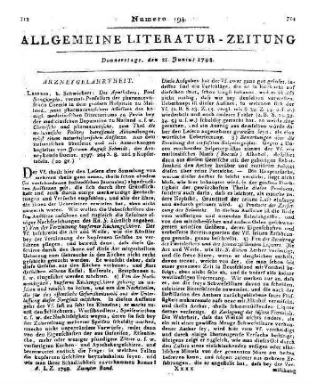 Sangiorgio, P.: Chemische und pharmaceutische zum Theil die medicinische Polizey betreffende Abhandlungen. Aus dem Italien. mit Anm. von J. A. Schmidt. Leipzig: Schwickert 1797