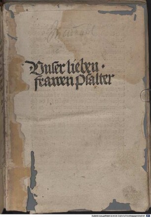Vnser lieben. frauen Psalter