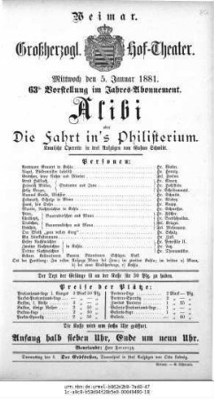 Alibi oder Die Fahrt in`s Philisterium