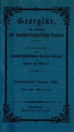 Achtunddreißigster Jahrgang, 1861. Zweites Heft. März und April.