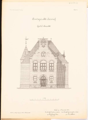Amtsgericht, Hennef: Giebelansicht 1:100