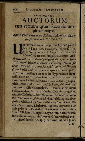 Indiculus Auctorum tam veterum quam Recentiorum plerorumque [...]