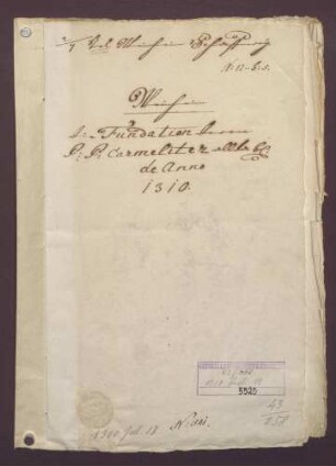 Papst Clemens V. bestätigt die Stiftungs des Karmeliter-Klosters zu Weinheim.