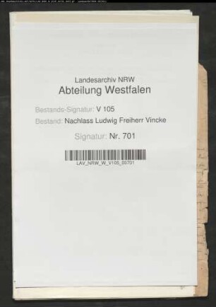 Schriftwechsel Vinckes mit dem Kronprinzen Friedrich Wilhelm betr. Landgemeindeordnung