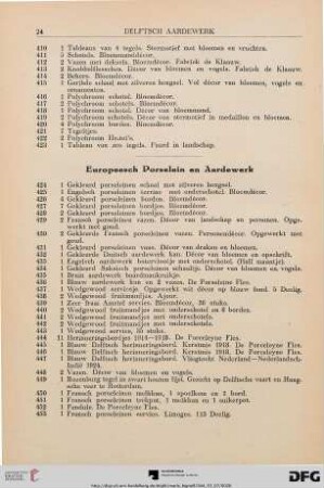 Europeesch Porselein en Aardewerk 8Nr. 424-457)