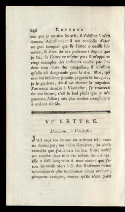 VIe Lettre. Dimanche, à Vinchester.