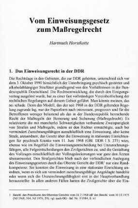 93-102, Vom Einweisungsgesetz zum Maßregelrecht