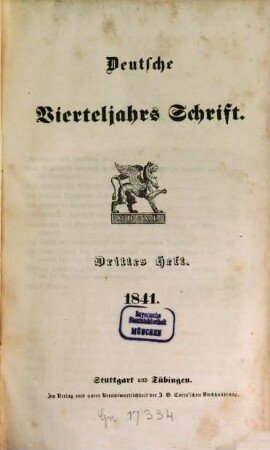 Deutsche Vierteljahrs-Schrift. 1841,3/4