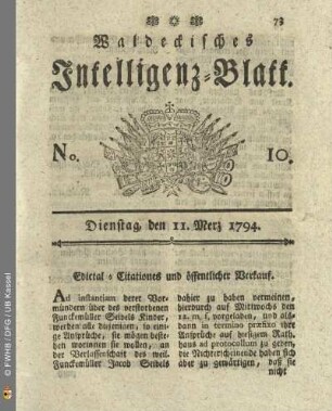 No. 10. Dienstag, den 11. Merz 1794
