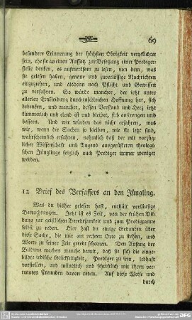 12. Brief des Verfassers an den Jüngling