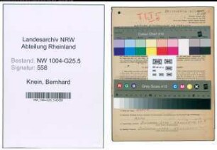 Entnazifizierung Bernhard Knein , geb. 28.02.1900 (Schneider)