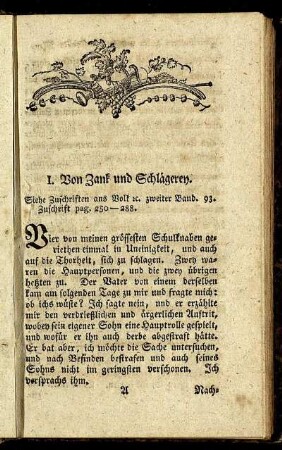 I. Von Zank und Schlägerey. - Die heilsame Gnade Gottes unter Kindern.