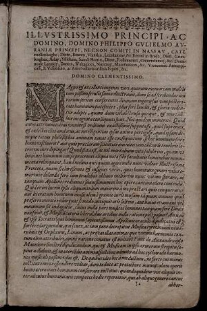 Illustrissimo Principi ... Domino Philippo Gulielmo Auraniæ Principe ...