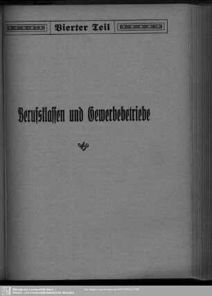 Vierter Teil Berufsklassen und Gewerbebetriebe