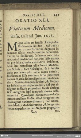 Oratio XLI. Viaticum Medicum