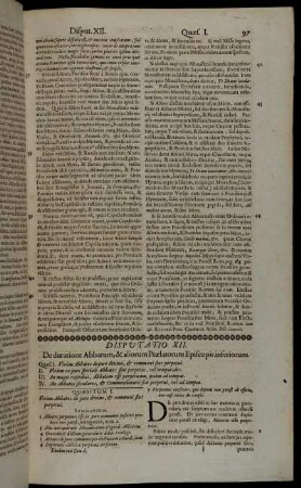 Disputatio XII. De duratione Abbatum, & aliorum Prælatorum Episcopis inferiorum.