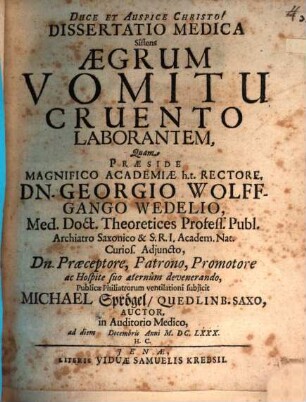 Diss. med. sistens aegrum vomitu cruento laborantem