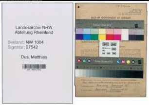 Entnazifizierung Matthias Dus , geb. 02.05.1906 (Elektriker)