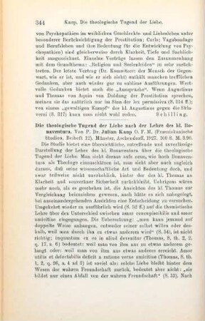 344-345 [Rezension] Kaup, Julian, Die theologische Tugend der Liebe nach der Lehre des hl. Bonaventura