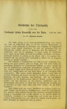Geschichte der Oberlausitz unter dem Landvogte Hinko Hlawatsch von der Duba 1410 bis 1420