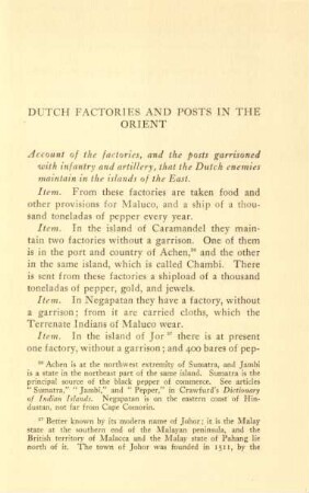 Dutch factories and posts in the Orient