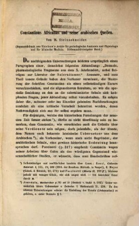 Constantinus Africanus und seine arabischen Quellen