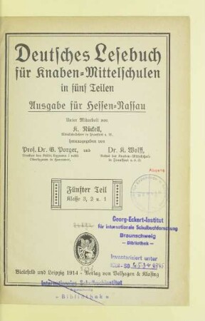 Teil 5 = Kl. 3, 2 u. 1: [Teil 5 = Kl. 3, 2 u. 1]