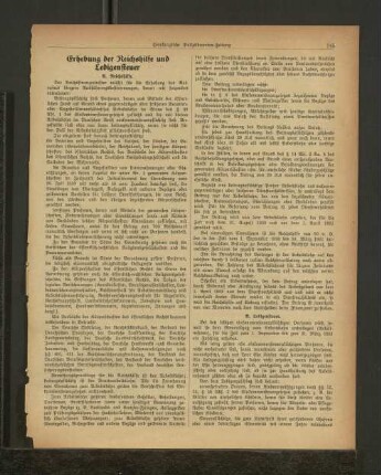 Erhebung der Reichshilfe und Ledigensteuer