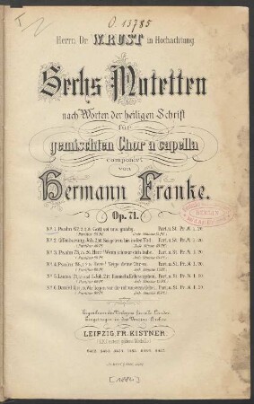 No. 1: Psalm 67, 2, 3, 8 : Gott sei uns gnädig
