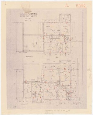 Gesamtbebauungsplan Ankara Ankara Kooperatifi. Haustypen: (Lichtpause von Inv.Nr. 23120), Typ A1, ANTEP, Einzelhaus 6 Zimmer, Grundriss Erdgeschoss und Obergeschoss 1:50