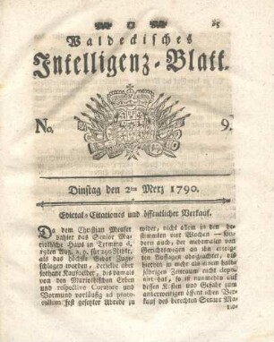 No. 9, Dinstag den 2ten Merz 1790