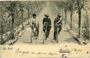 Postkarte mit Radfahrern