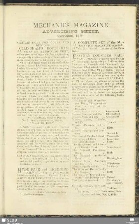 Advertising sheet. October, 1836