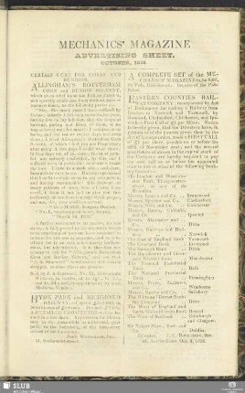 Advertising sheet. October, 1836